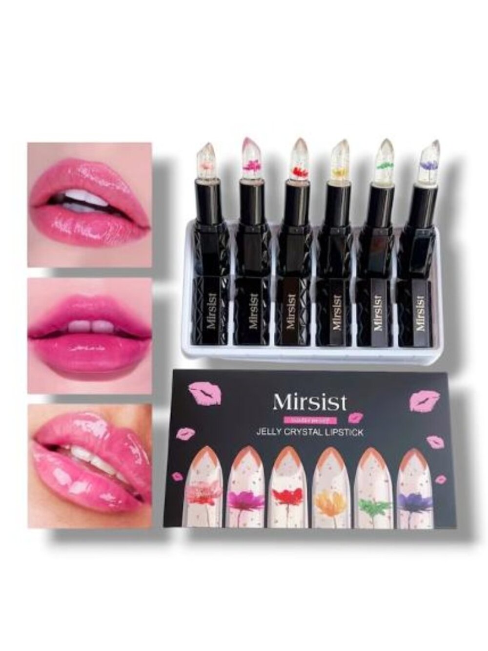 NWT- Flower Lip Gloss Clear Jelly Lipstick Set 6Pcs Magic Temperature Color
